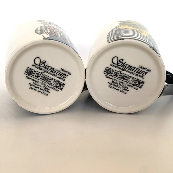 Lot of Two Hipster Coffee Tea Mugs Mouse Bear Signature Housewares Stoneware - Picture 7 of 7